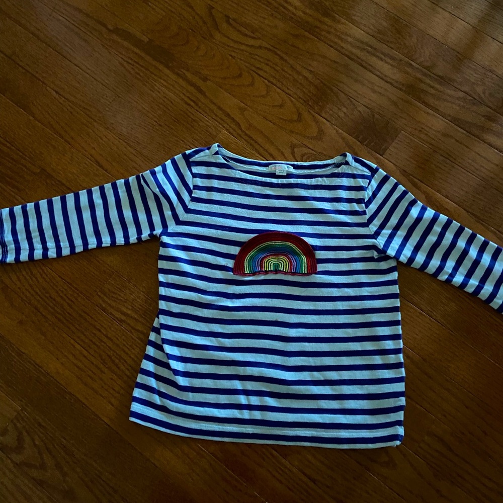 Crewcuts boatneck striped girls size 6-7 cotton 3 quarter sleeved top.